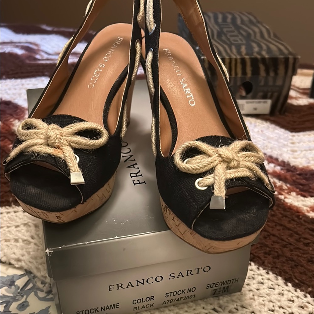 Franco Sarto Black Espadrille Shoes with Classic Design